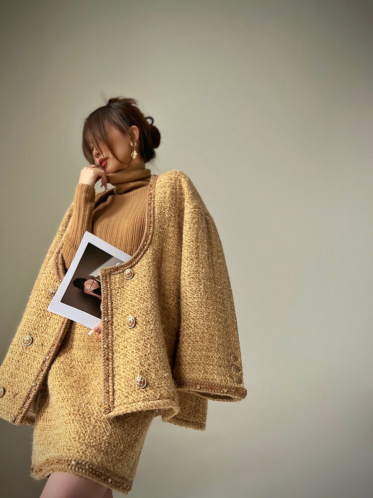 Aconiconi|Brownie Autumn Wool Retro Skirt Suit