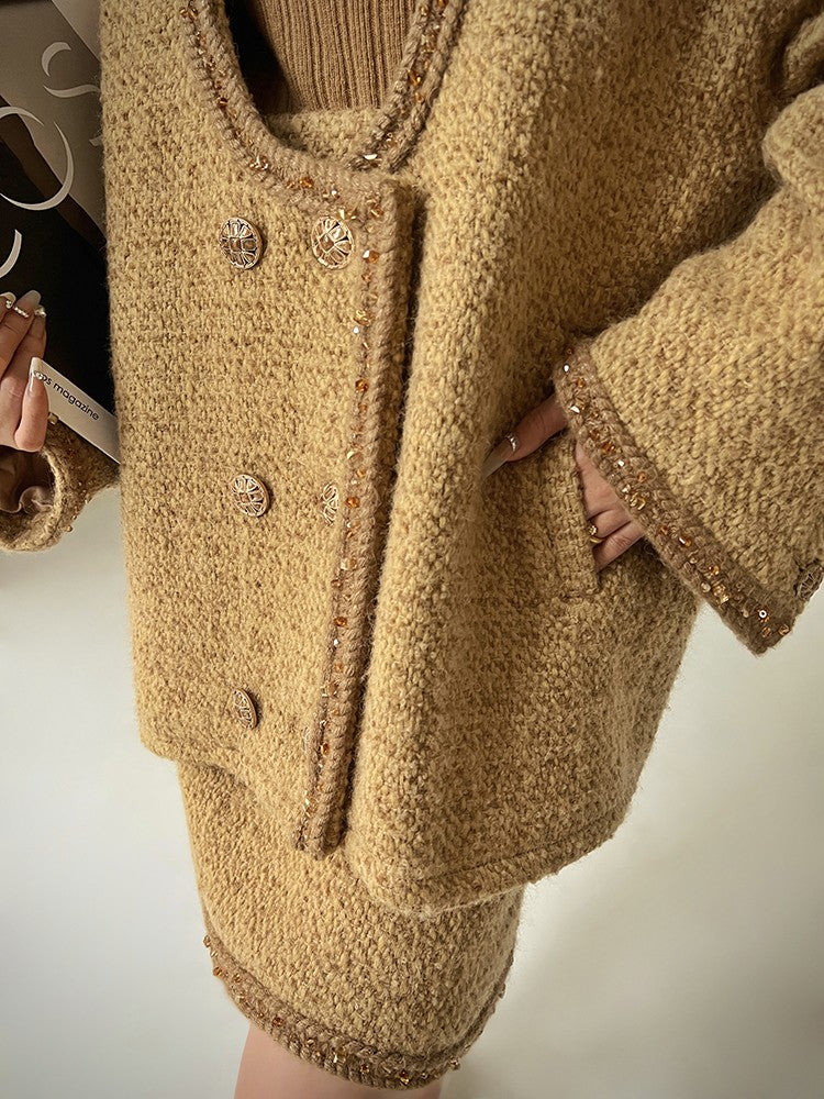 Aconiconi|Brownie Autumn Wool Retro Skirt Suit