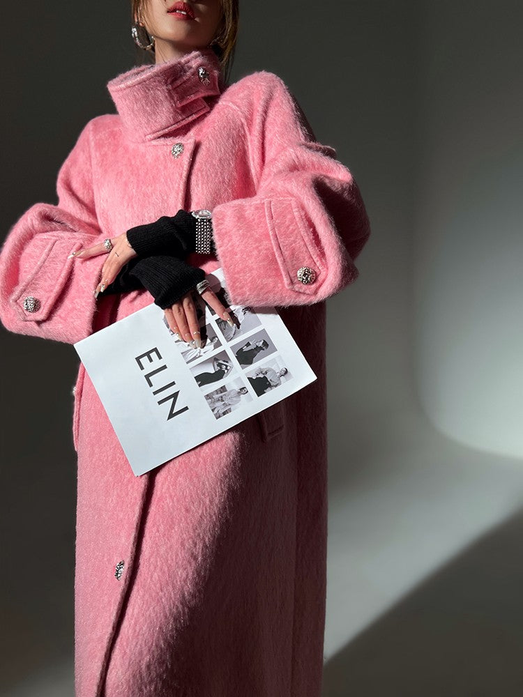Aconiconi|Inkstone Retro Stand Collar Wool Coat