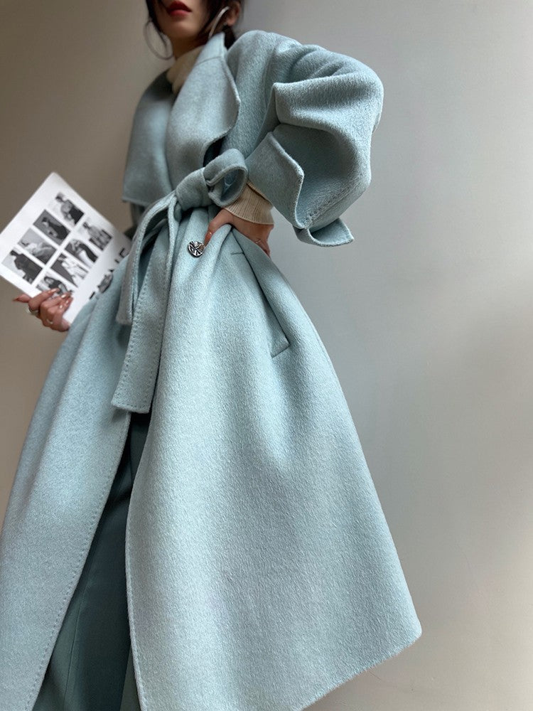 Aconiconi|Dark Night & Sea Waves Double-Sided Wool Coat