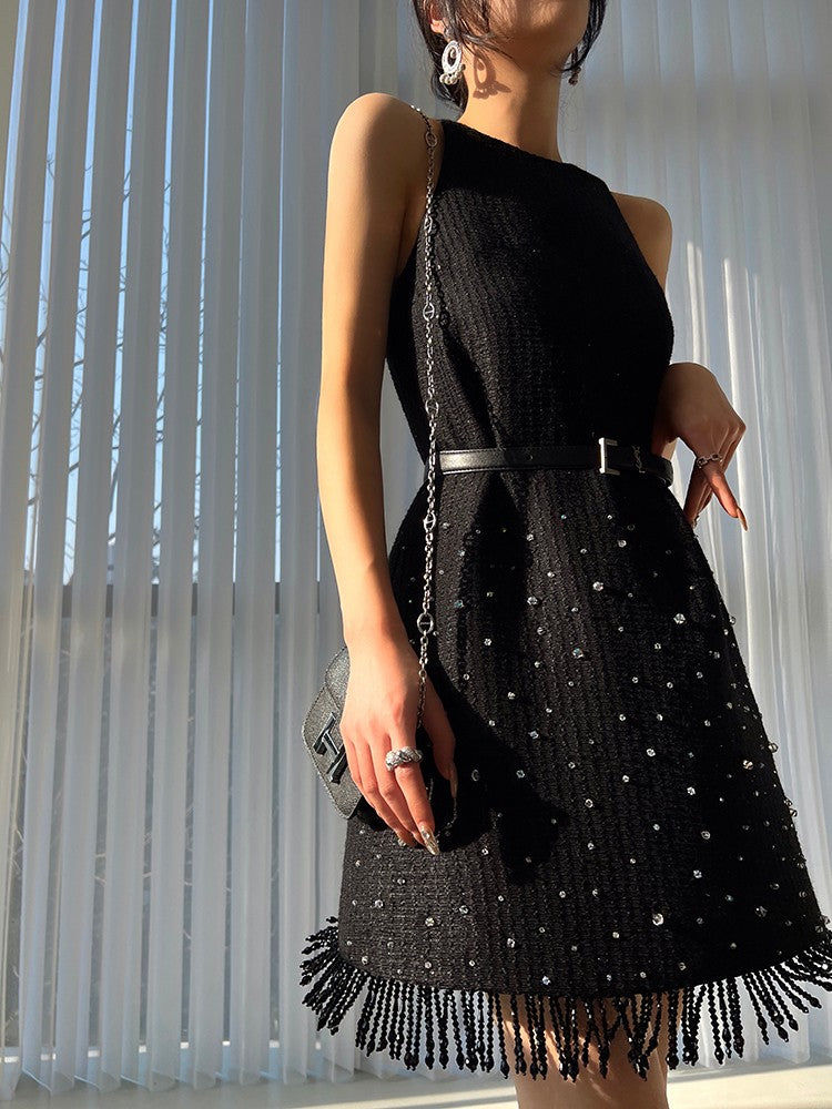 Aconiconi|Light diamond shimmer wool dress