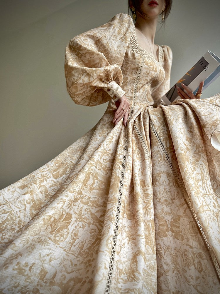 Warm Spring Retro Long Dress