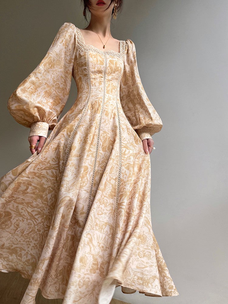 Warm Spring Retro Long Dress