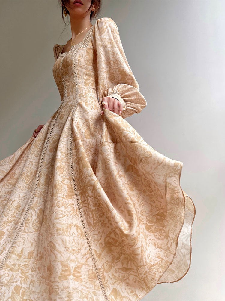 Warm Spring Retro Long Dress
