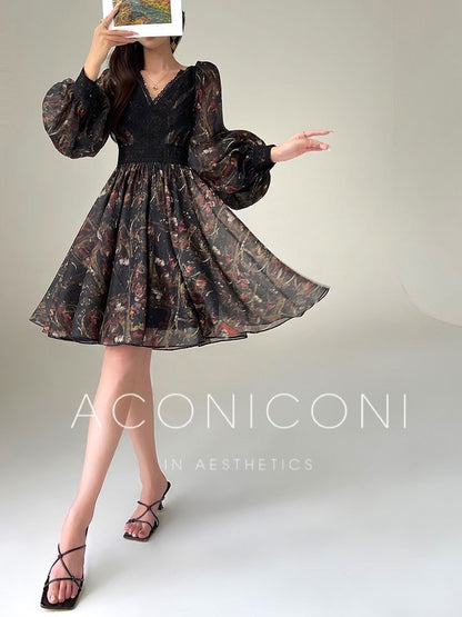 Aconiconi｜Silken Moon Long Sleeve Autumn dress