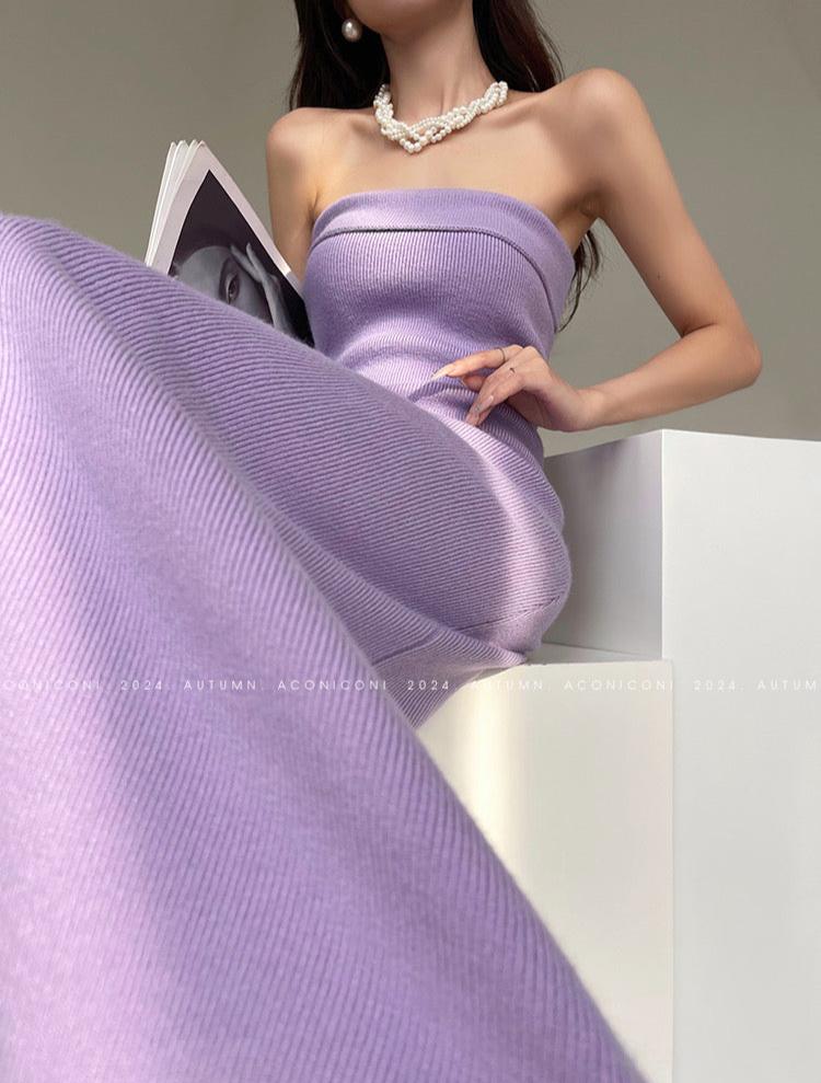 Aconiconi｜Whispering Lilac Knit Dress Set