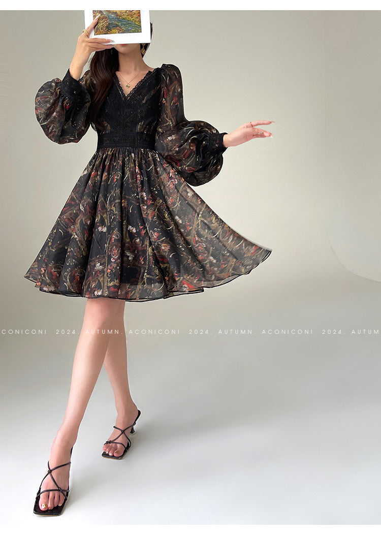 Aconiconi｜Silken Moon Long Sleeve Autumn dress