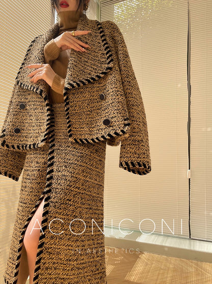 Aconiconi｜Coco Caramel Wool Tweed Skirt Suit