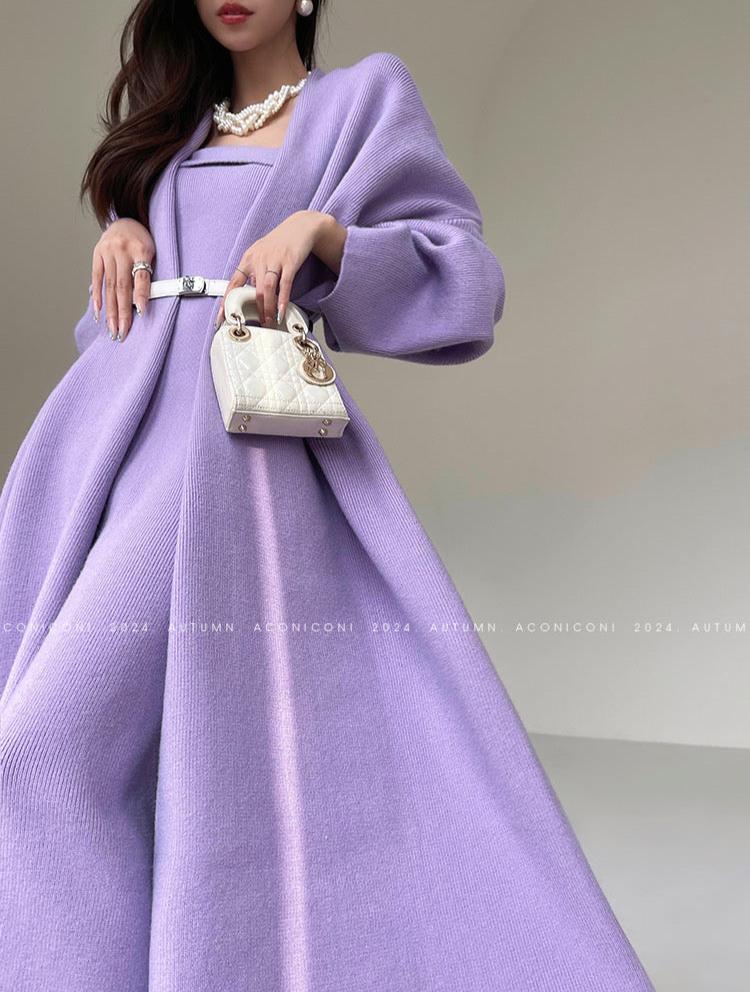 Aconiconi｜Whispering Lilac Knit Dress Set