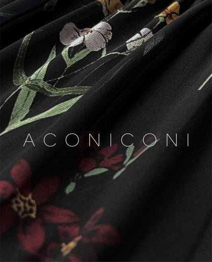 Aconiconi｜Velvet Blossom Long Sleeve Dress