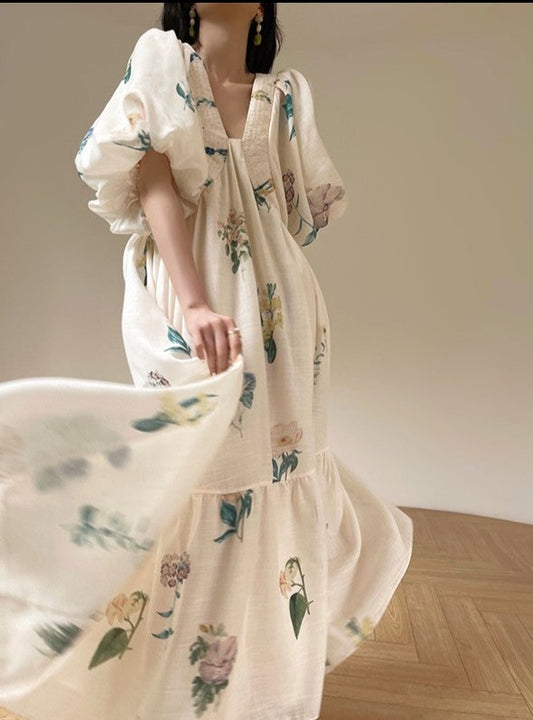 Aconiconi｜Gardenia Glamour Long Flowy Dress
