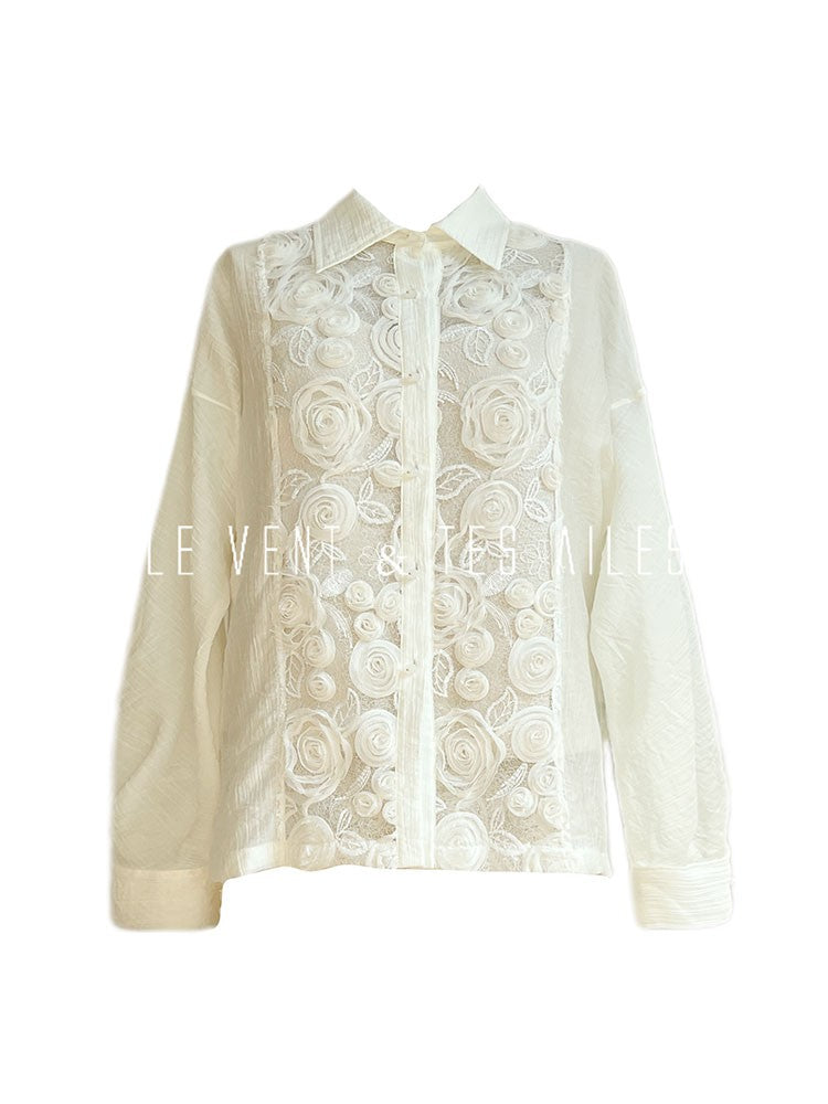 LE VENT&TES AILES | Velvet Blossom White Floral Suit