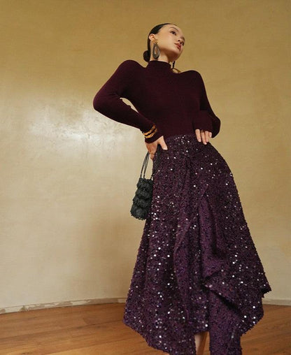 LE VENT & TES AILES |  Galaxy Dreamer Tweed Sequined Skirt