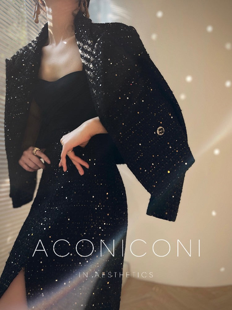 Aconiconi｜Broken Dream Tweed Sequined Dress and Skirt Suit