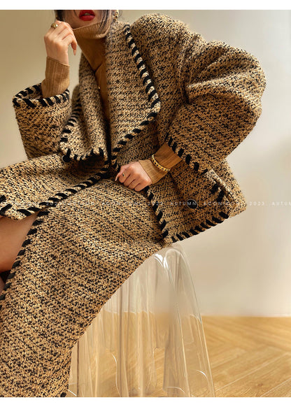 Aconiconi｜Coco Caramel Wool Tweed Skirt Suit