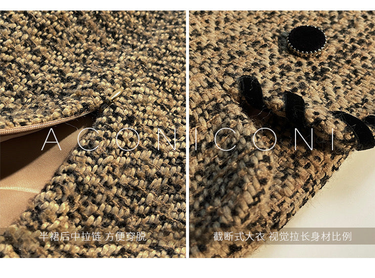 Aconiconi｜Coco Caramel Wool Tweed Skirt Suit