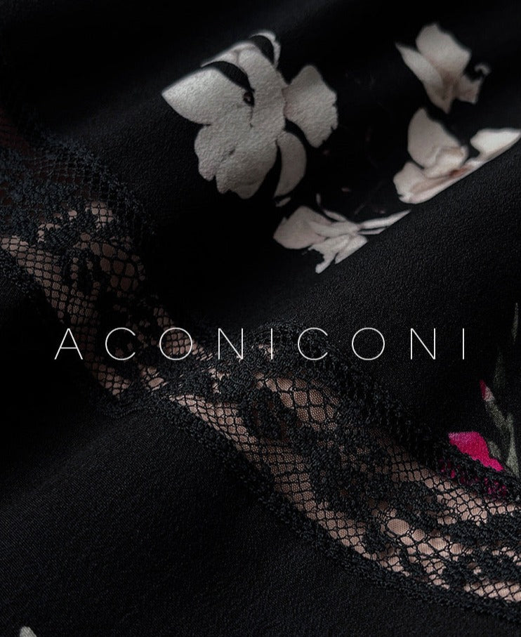 Aconiconi｜Retro Romance Lace Black Dress