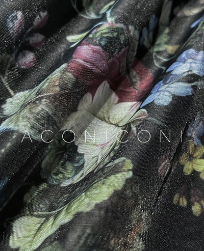 Aconiconi｜Black Forest Long Floral Dress