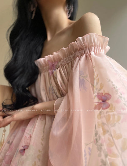 Aconiconi｜Magnolia Off-Shoulder Fairy Dress