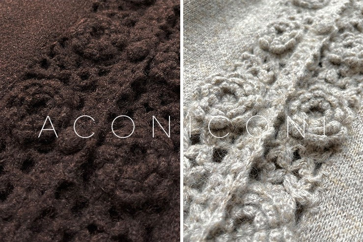 Aconiconi｜Camellia Hollow Flower Wool Knit Cardigan