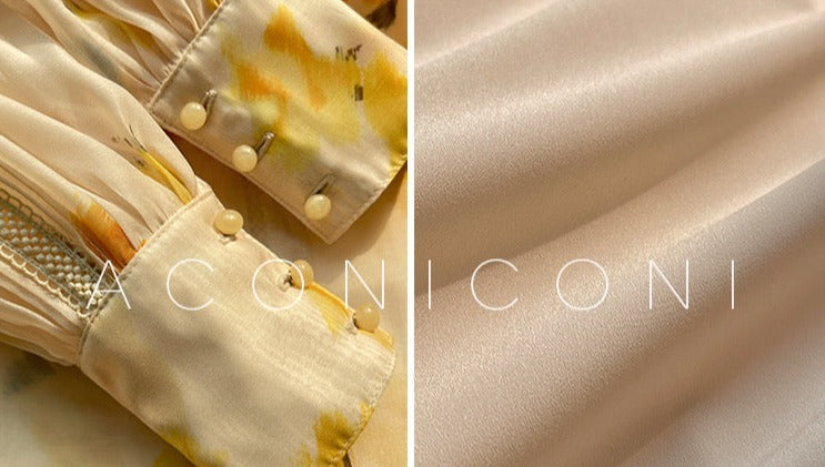 Aconiconi｜Lemon Blossom Printed Lace Skirt Suit