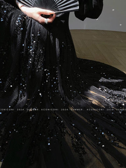 Aconiconi｜Twilight Tulle Sequined Long Dress