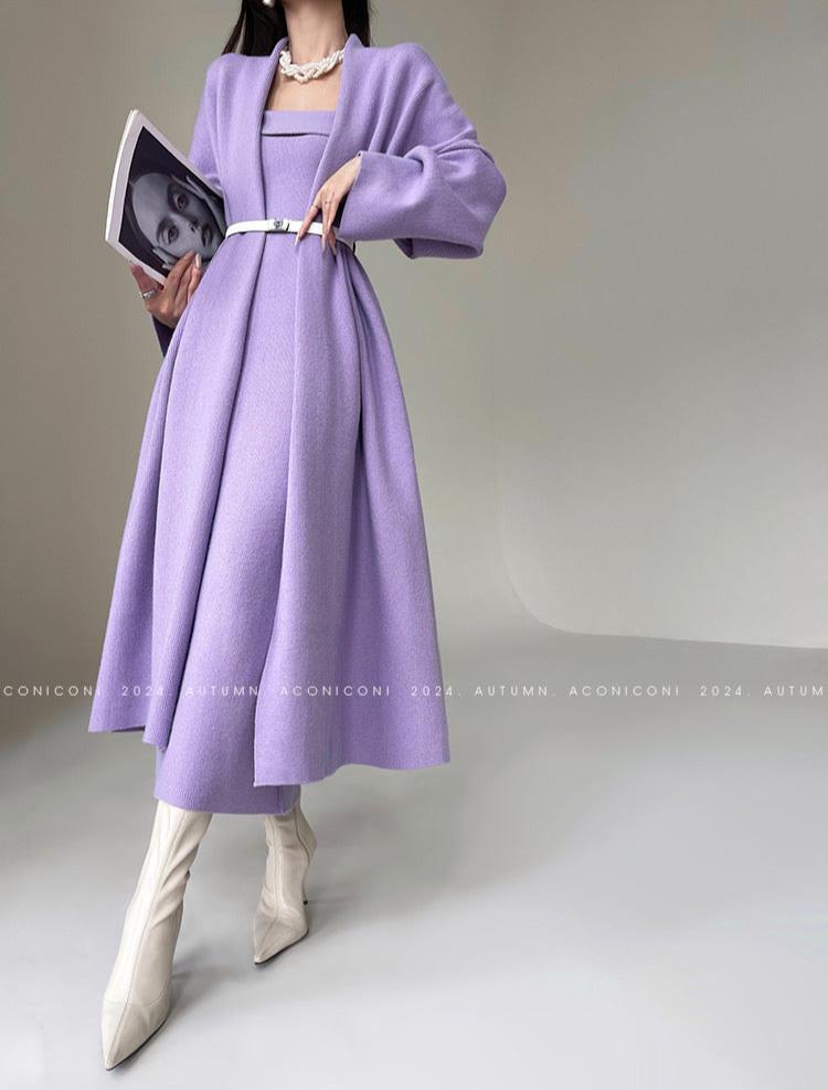 Aconiconi｜Whispering Lilac Knit Dress Set