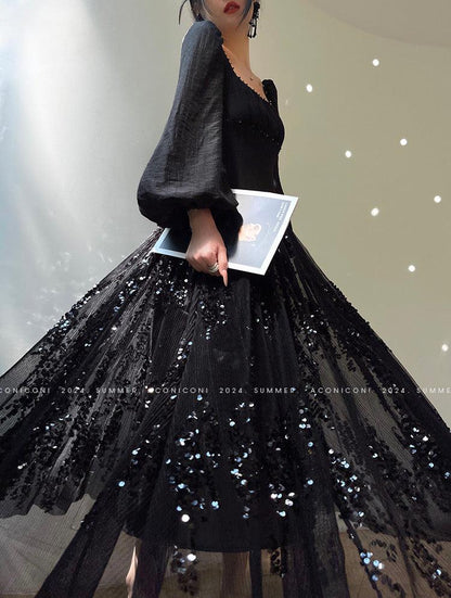 Aconiconi｜Twilight Tulle Sequined Long Dress