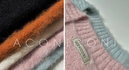 Aconiconi｜North Island girl's loose V-neck wool sweater set