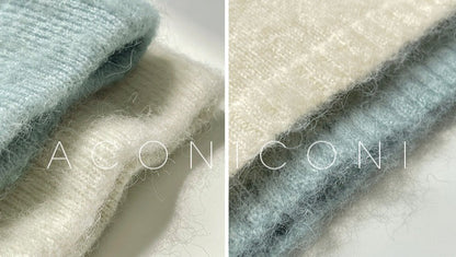 Aconiconi｜North Island girl's loose V-neck wool sweater set