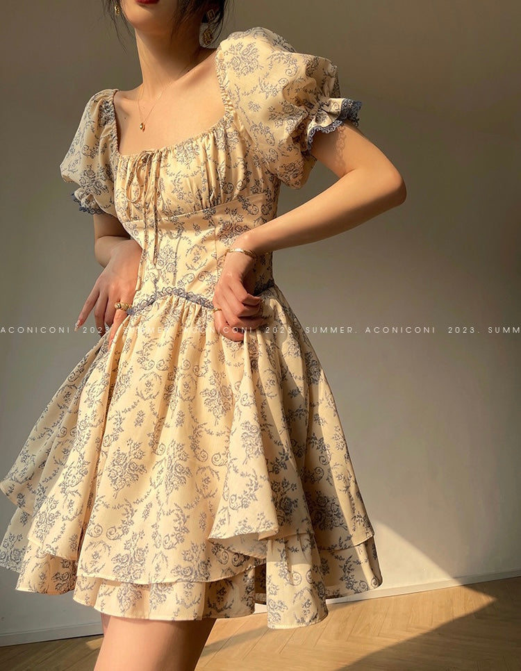 Aconiconi｜Beautiful Mist Floral Dress