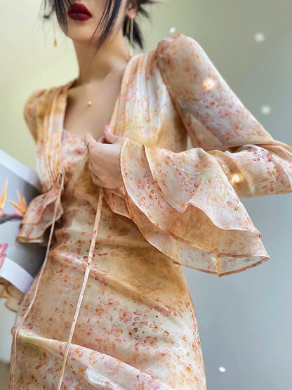 Aconiconi｜Sun Dress French Elegant Sling Dress Set