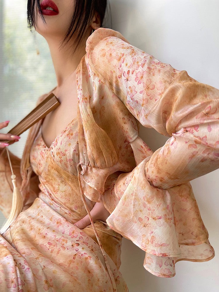 Aconiconi｜Sun Dress French Elegant Sling Dress Set