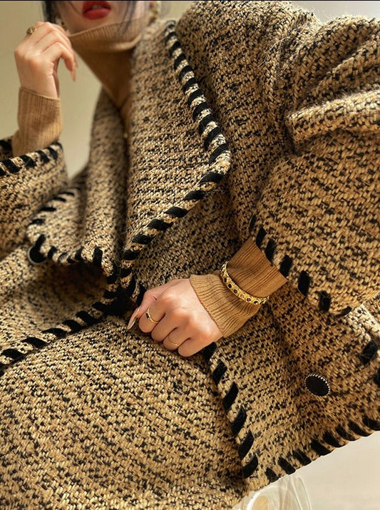 Aconiconi｜Coco Caramel Wool Tweed Skirt Suit