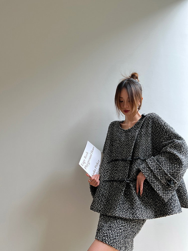 Aconiconi｜Secret Fragrance Tweed wool Skirt Suit