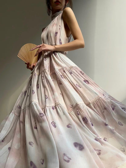 Aconiconi | Wisteria Purple Flower Loose Romantic Long Dress